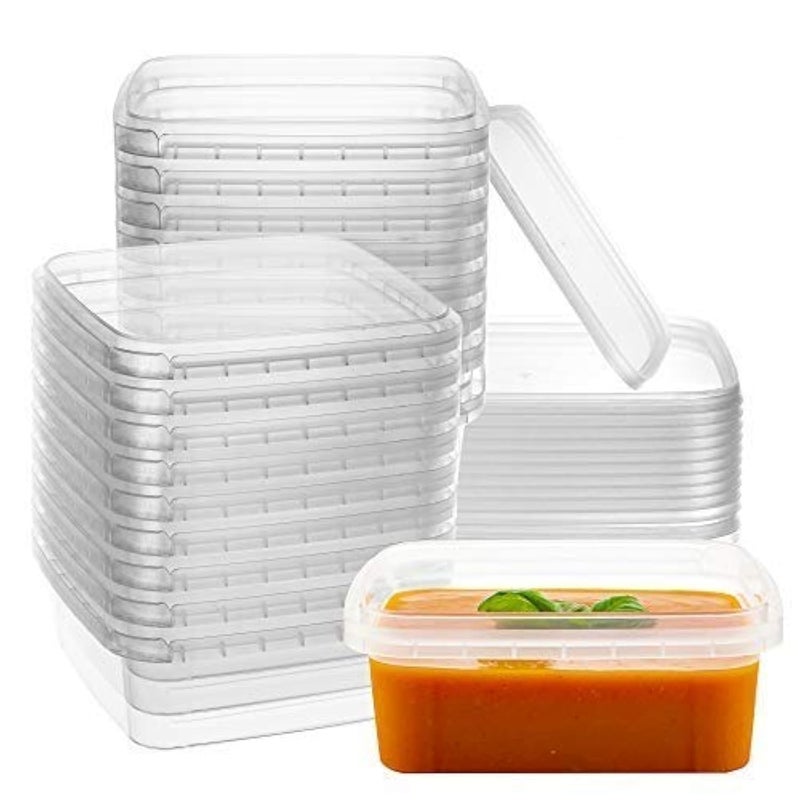 NYHI 8 oz 20 Pack Square Clear Deli Containers with Lids Disposable BPA Free Square Plastic Food Storage Containers with Lids Airtight for Meal Prep Take Out Kitchen - Image 1